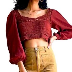 Free People Cynthia Terracotta Crochet Top
